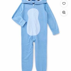 Disney Stitch kids New! Light Blue Plush Hooded Flame Resistant Pajama size 6X